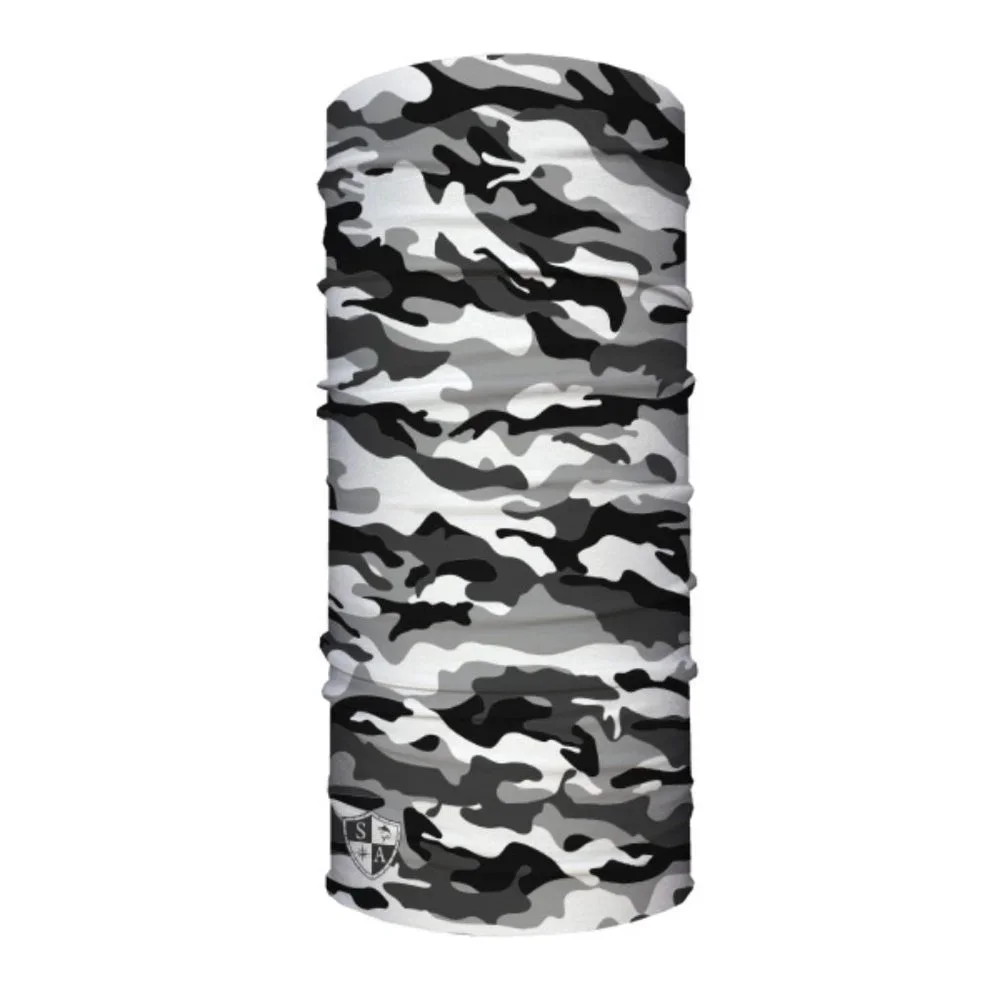 Mens Neck Gaiter Gray Camouflage SA Mask Headband Face Shield Wrap Adult